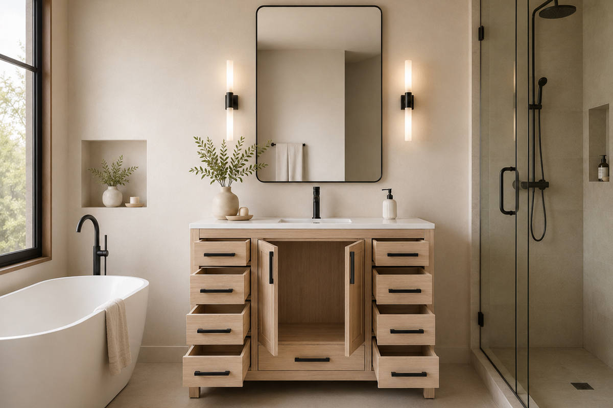 Ashley 48 Natural Oak Bathroom Cabinet