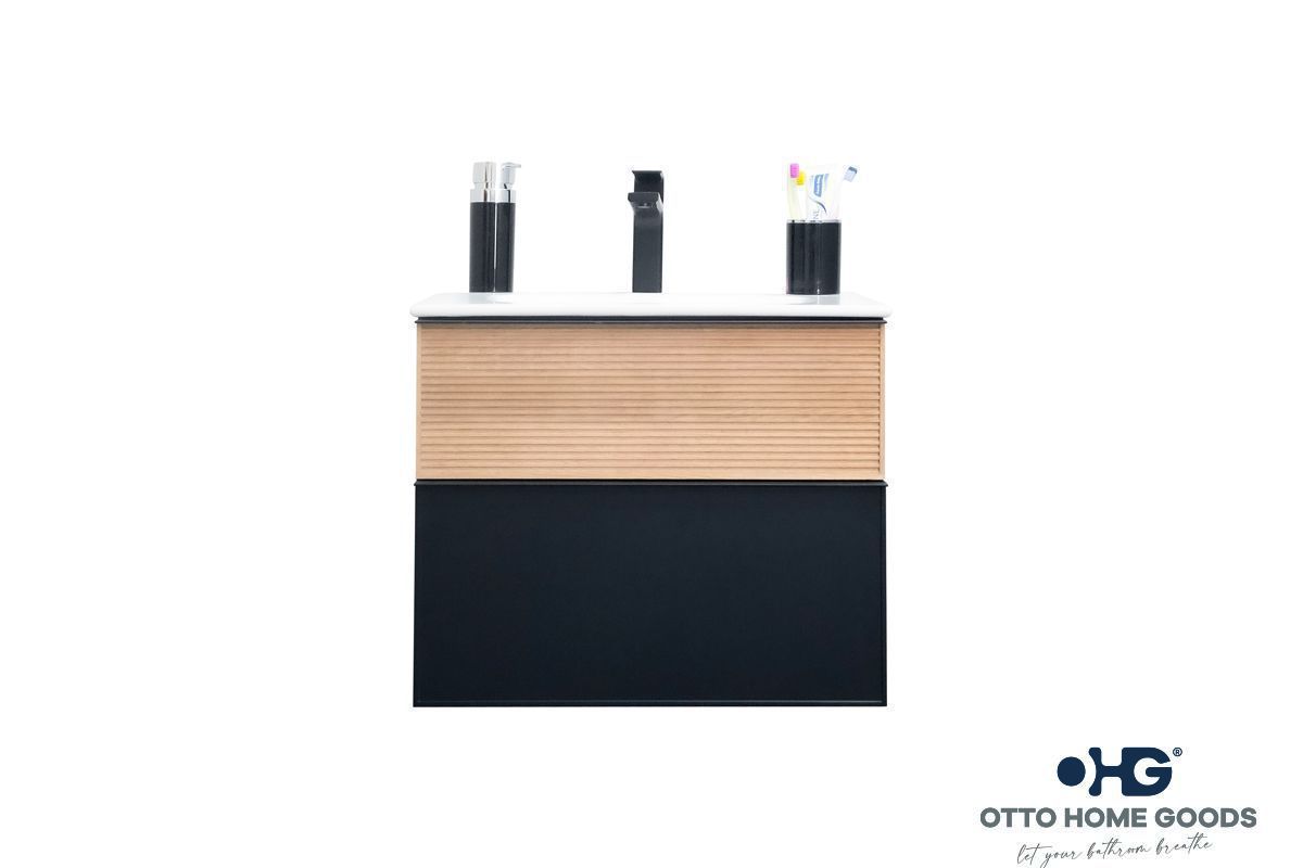 Ravello Natural Black 24 Bathroom Cabinet