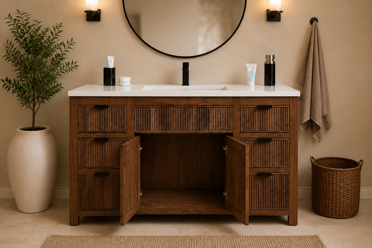 Catalina Walnut 48 Bathroom Cabinet